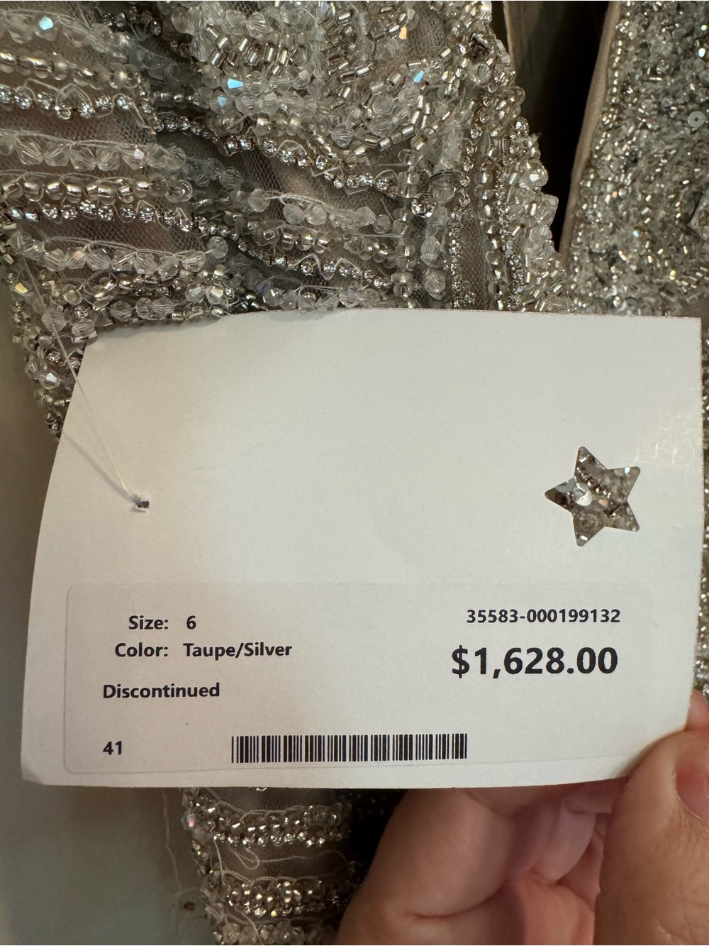Jovani Silver Beaded Prom Gown - Picture 3 of 9